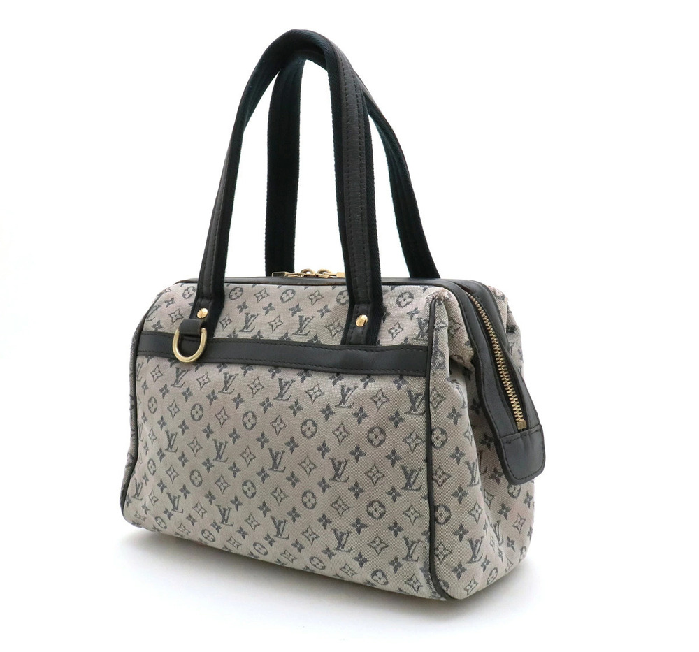 Louis Vuitton Boston Monogram Handbag Leather Canvas Josephine Blue Bag Blue